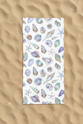 Seashells Sunset Beach Towel — Watercolor Shells & Starfish Summer Beach Towel