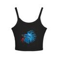 Betta Fish Crop Tank Top — Blue Crown Tail Aquarium Fish Graphic