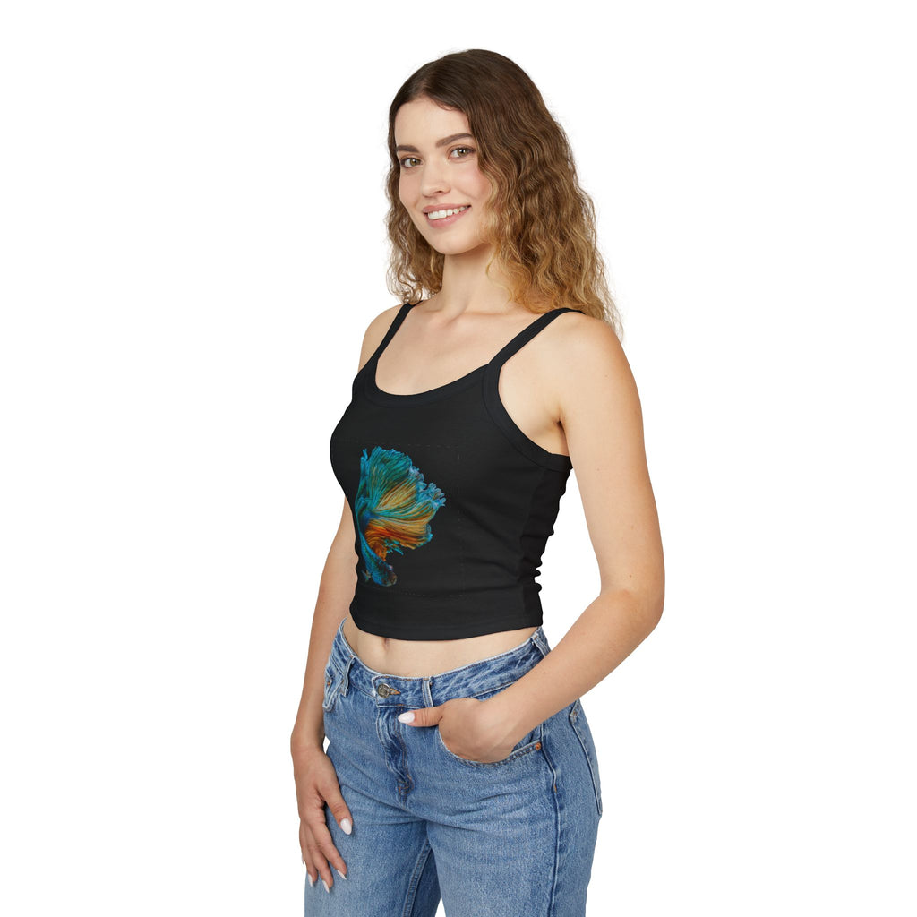 Betta Fish Art Crop Tank Top — Vibrant Tropical Aquarium Design
