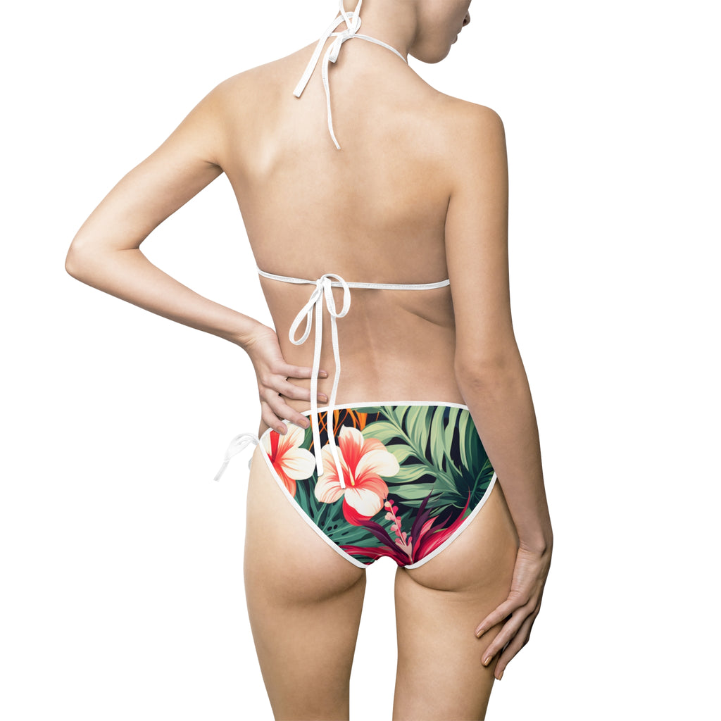Tropical Floral Tie-Side Bikini — Women's Triangle Swimsuit