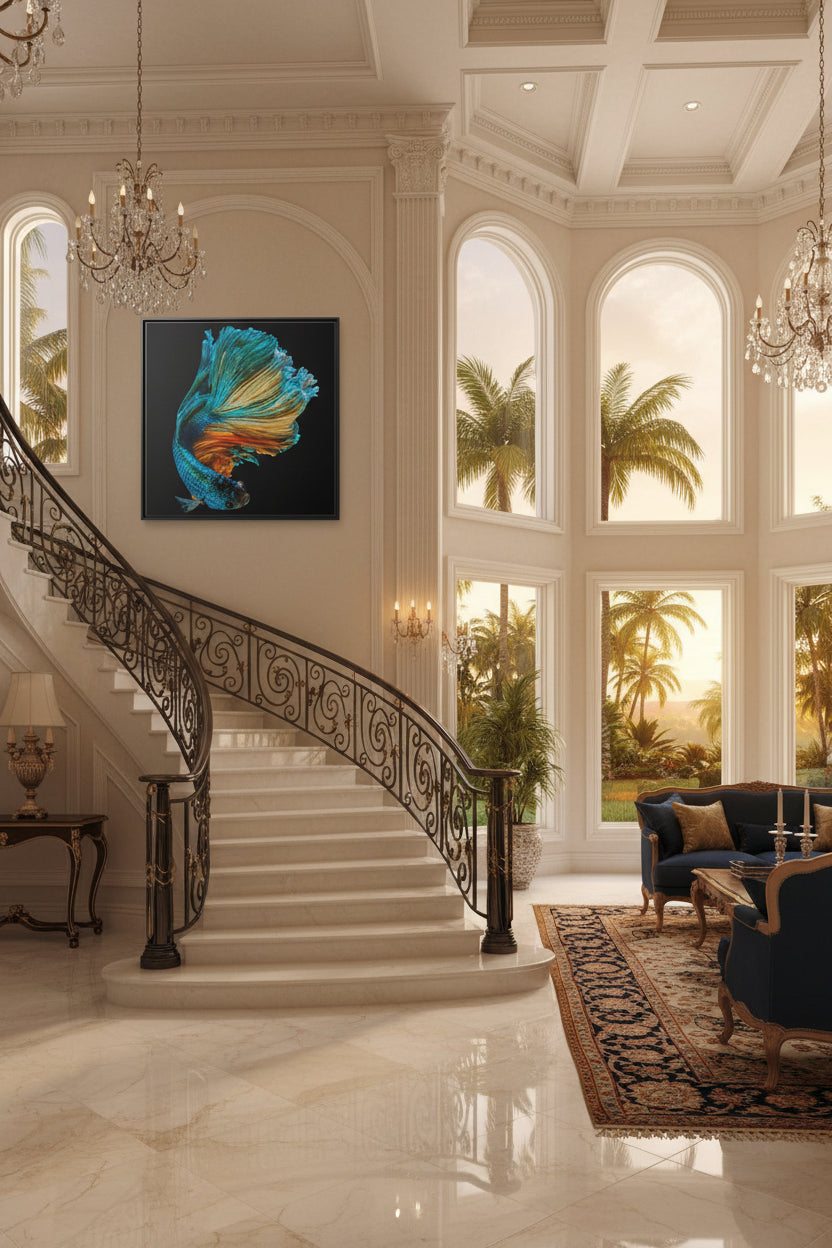 Vibrant Betta Fish Matte Canvas Print — Framed Tropical Fish Wall Art