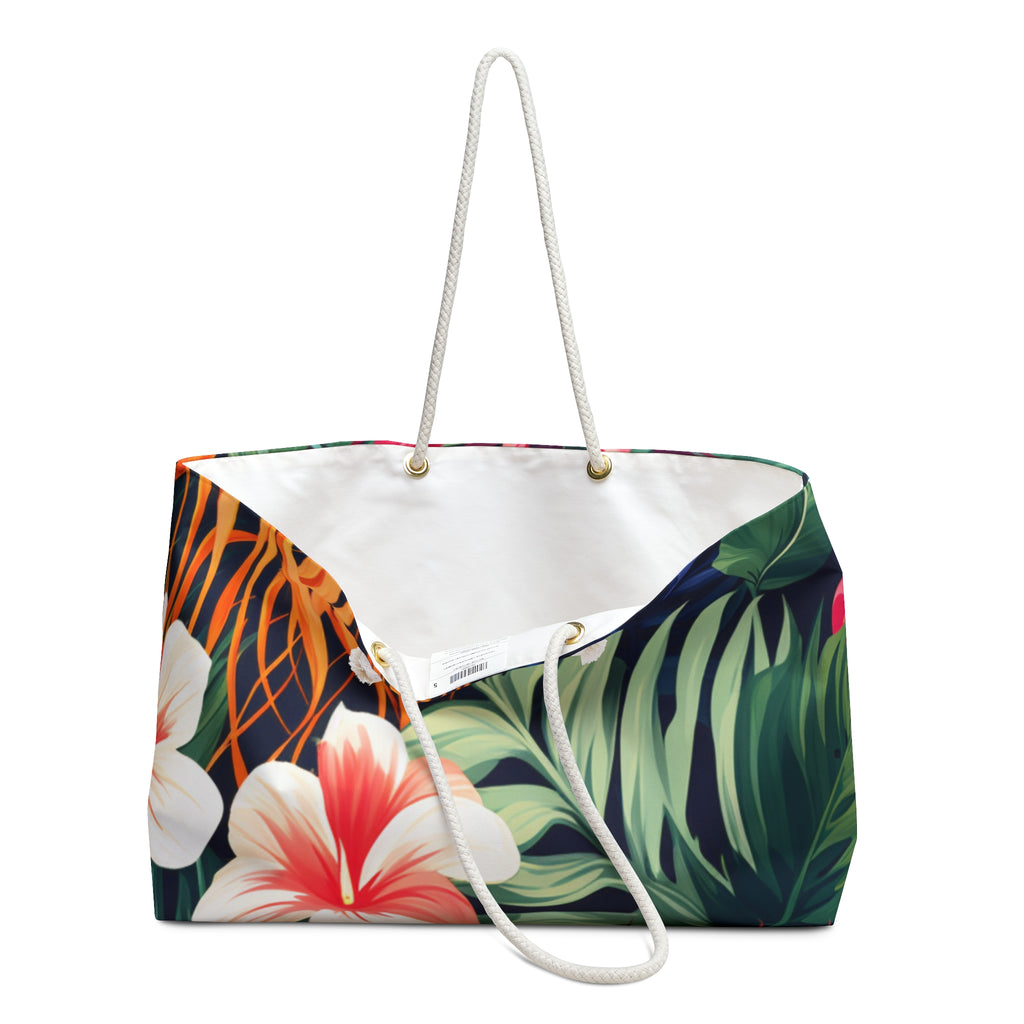 Tropical Floral Weekender Bag — Large Floral Travel Tote for Beach, Vacations & Getaways