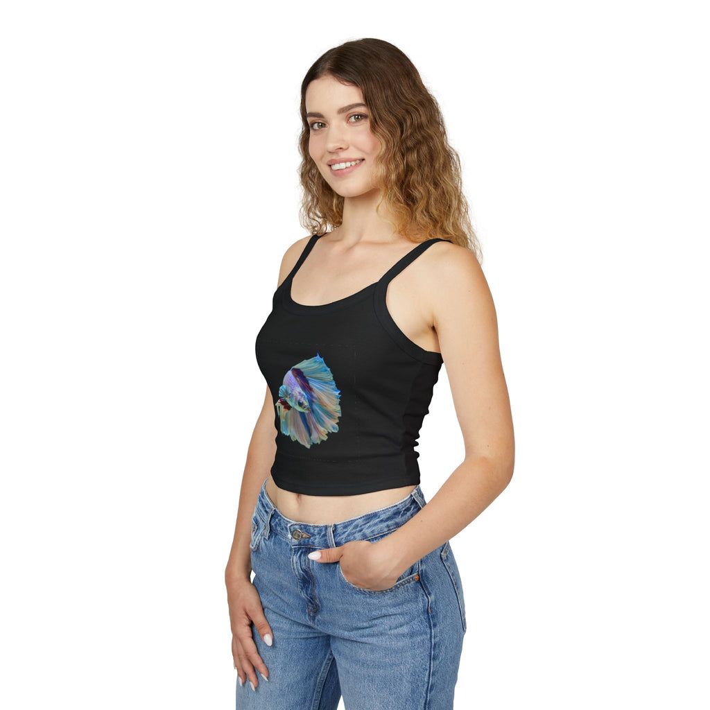 Betta Fish Art Crop Top — Pastel Siamese Fighting Fish Graphic Tank