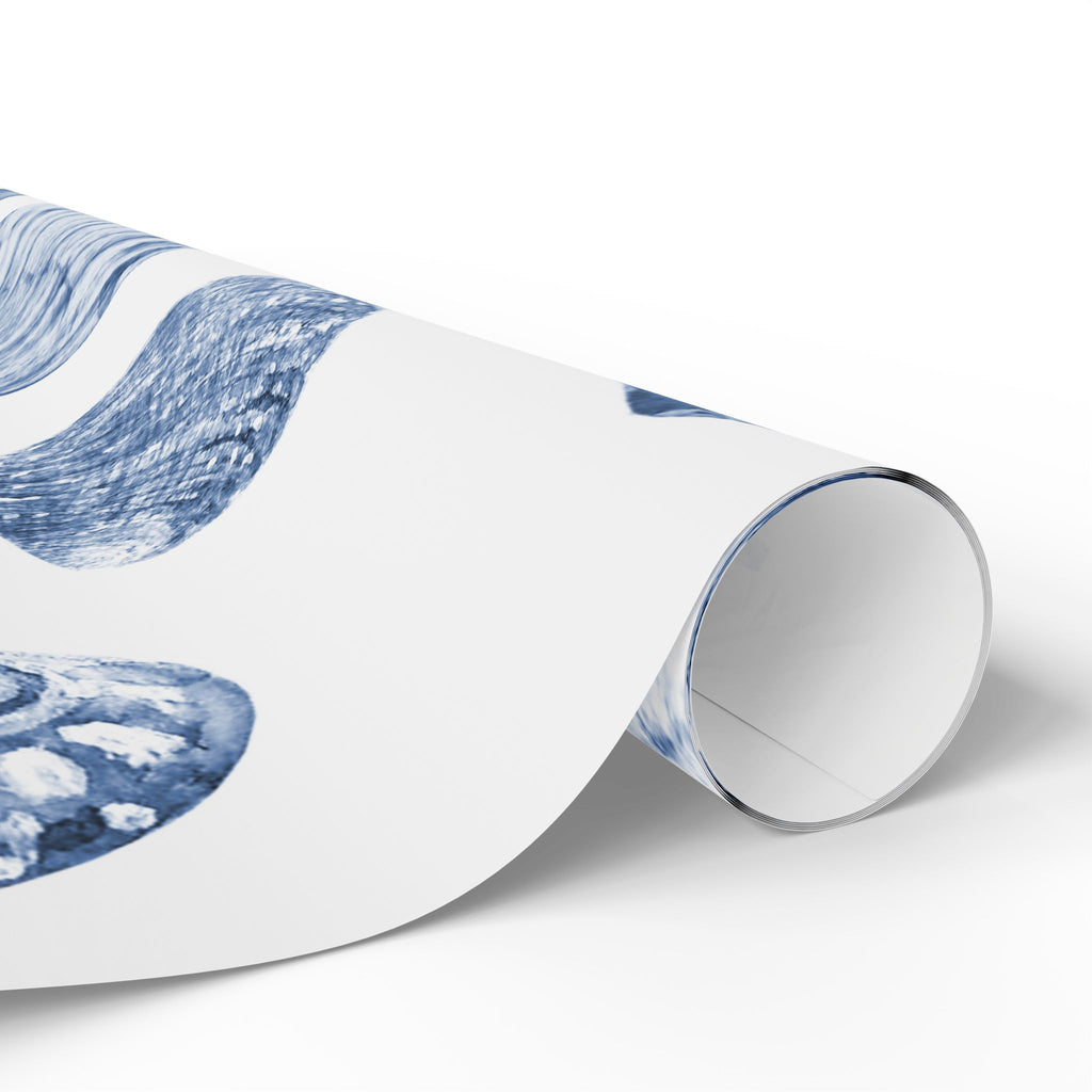 Blue Seashell Wrapping Paper Roll — Coastal Gift Wrap for Beach Lovers, Nautical Birthday & Summer Presents