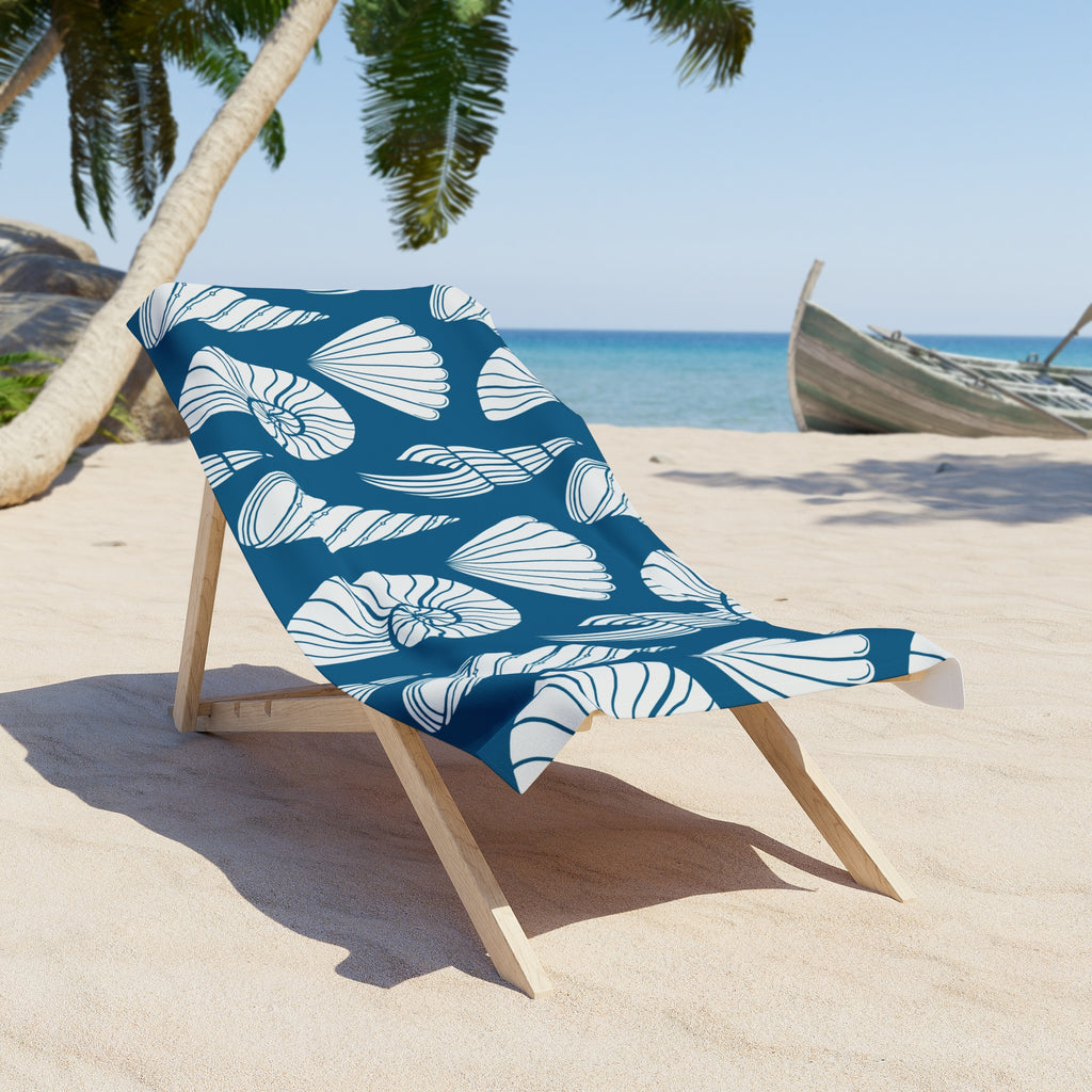 Blue Nautical Shell Beach Towel – Blue Seashell Pattern