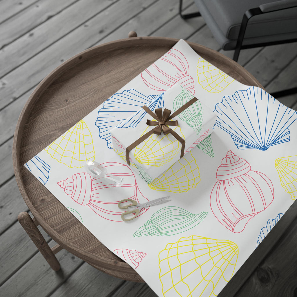 Colorful Seashell Pattern Wrapping Paper – Coastal Gift Wrap Roll