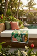 Tropical Birds Velveteen Plush Blanket — Colorful Parrot & Flamingo Throw