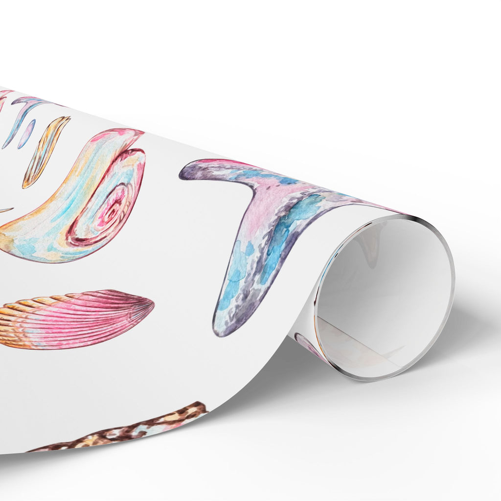 Seashells & Starfish Wrapping Paper - Coastal Beach Gift Wrap Roll