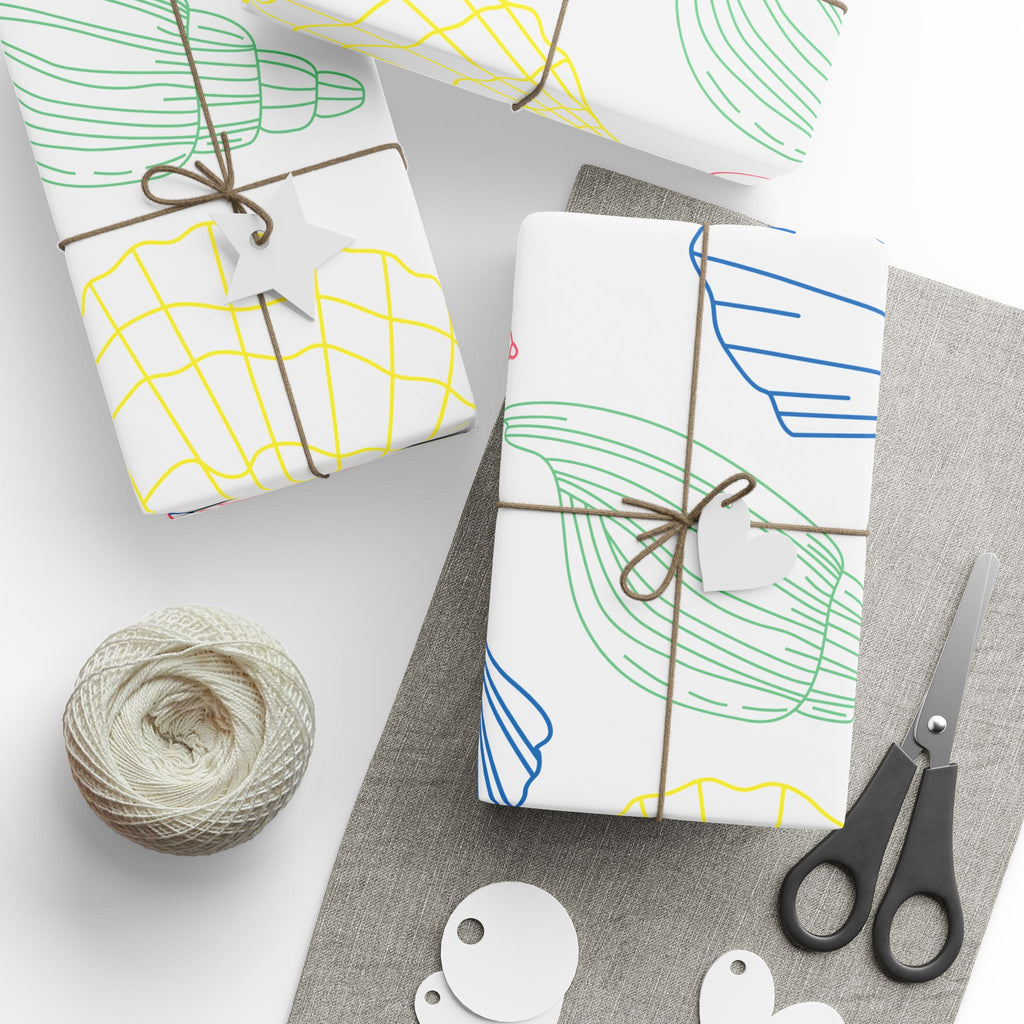 Colorful Seashell Pattern Wrapping Paper – Coastal Gift Wrap Roll