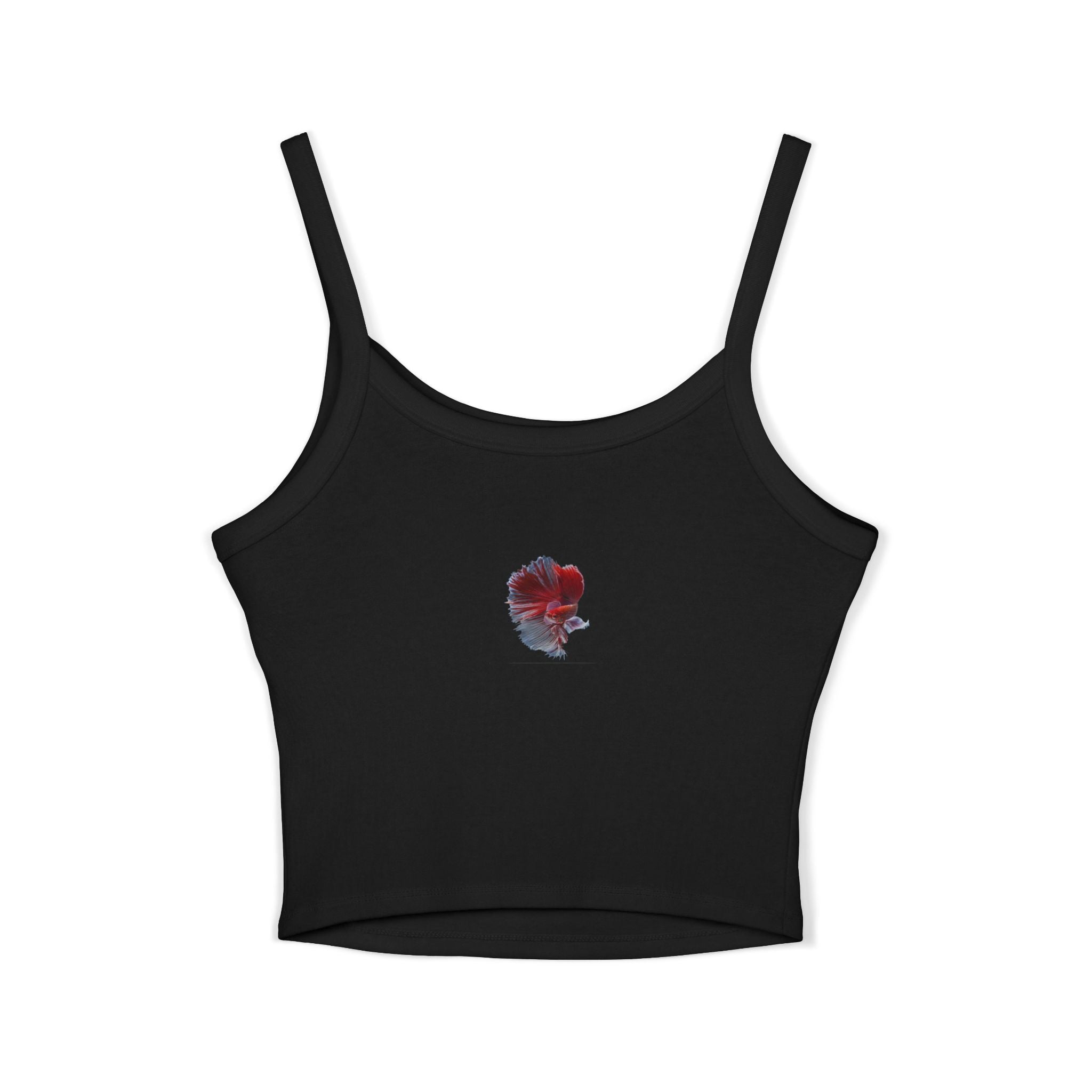 Betta Fish Art Crop Tank — Red & Blue Siamese Fighting Fish Graphic Tank Top