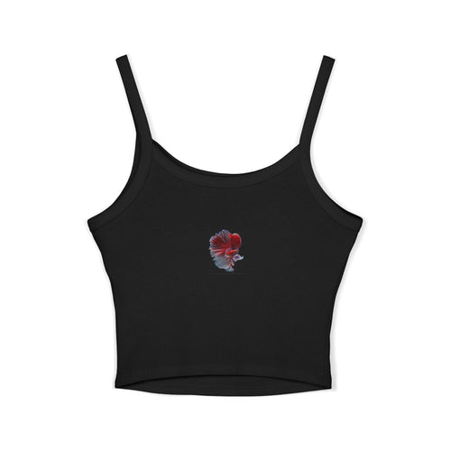 Betta Fish Art Crop Tank — Red & Blue Siamese Fighting Fish Graphic Tank Top