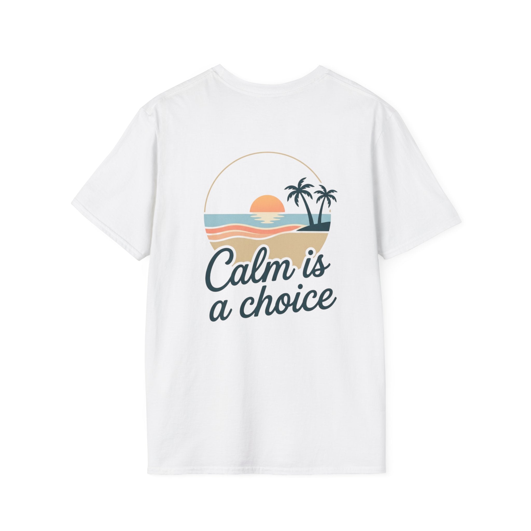Calm Is a Choice Sunset Beach T-Shirt | Palm Tree Retro Coastal Tee