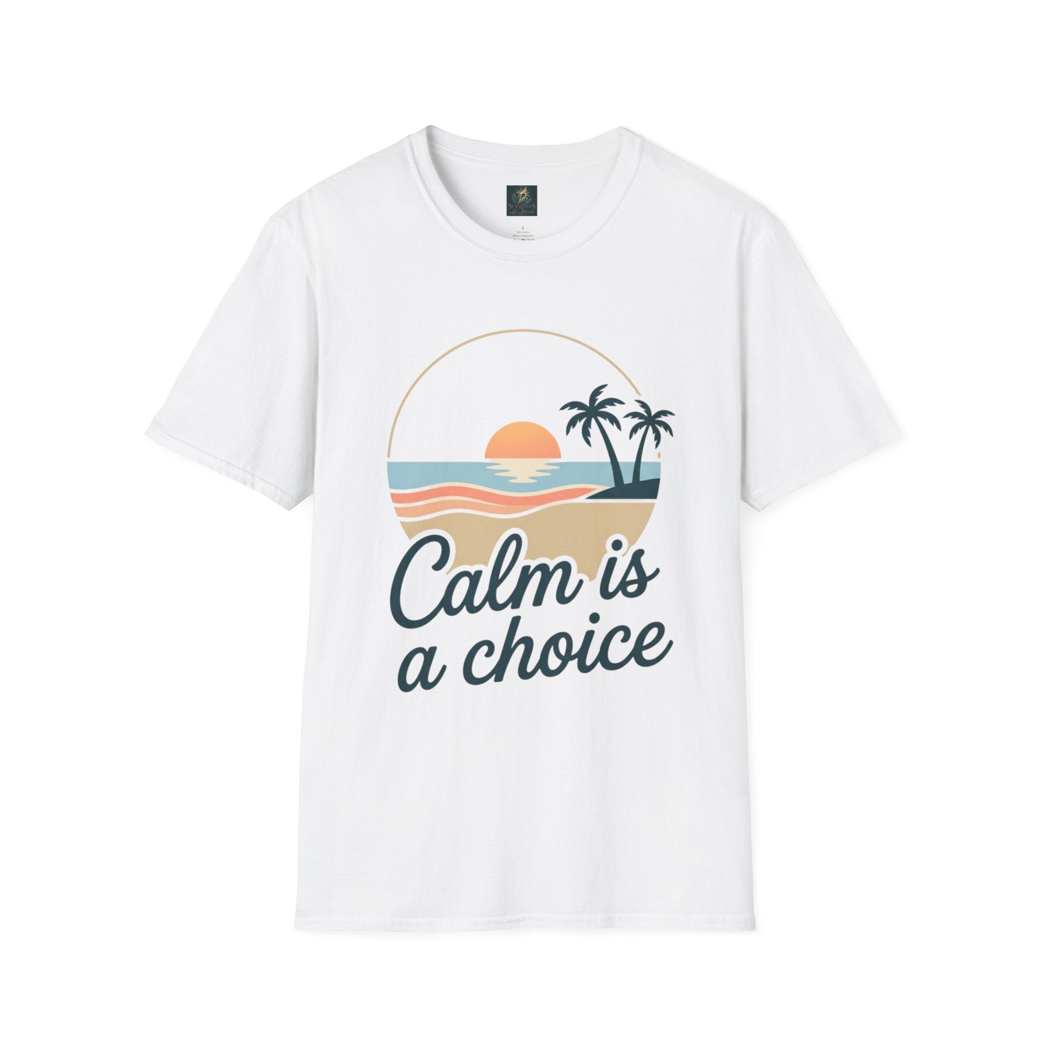 Calm Is a Choice Sunset Beach T-Shirt | Palm Tree Retro Coastal Tee