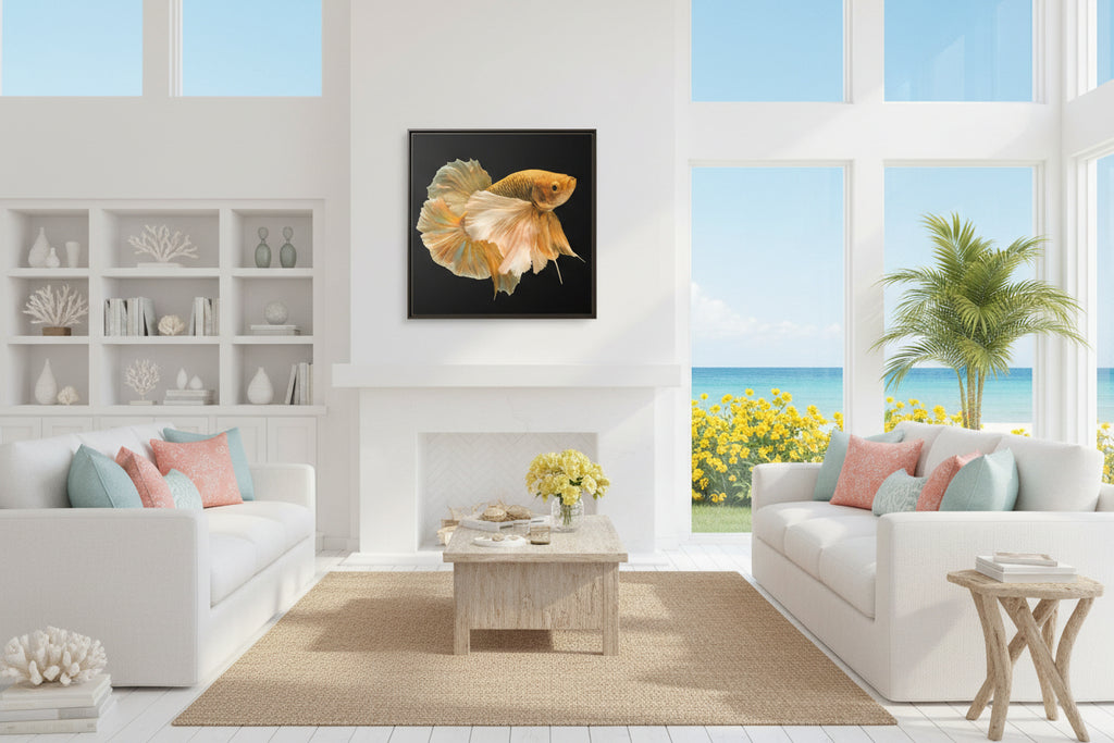 Framed Matte Canvas - Golden Betta Fish Wall Art