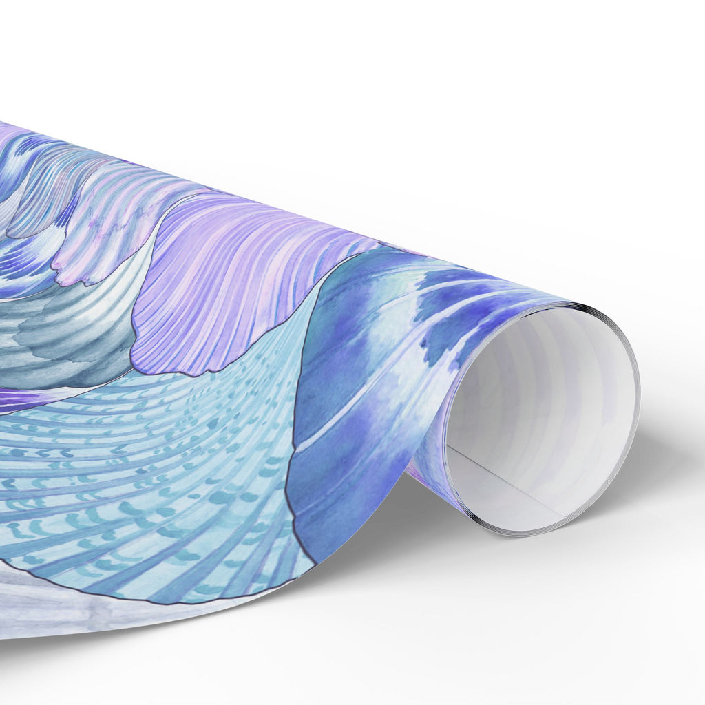 Seashell Scallop Wrapping Paper – Pastel Mermaid Gift Wrap (Blue & Lavender)