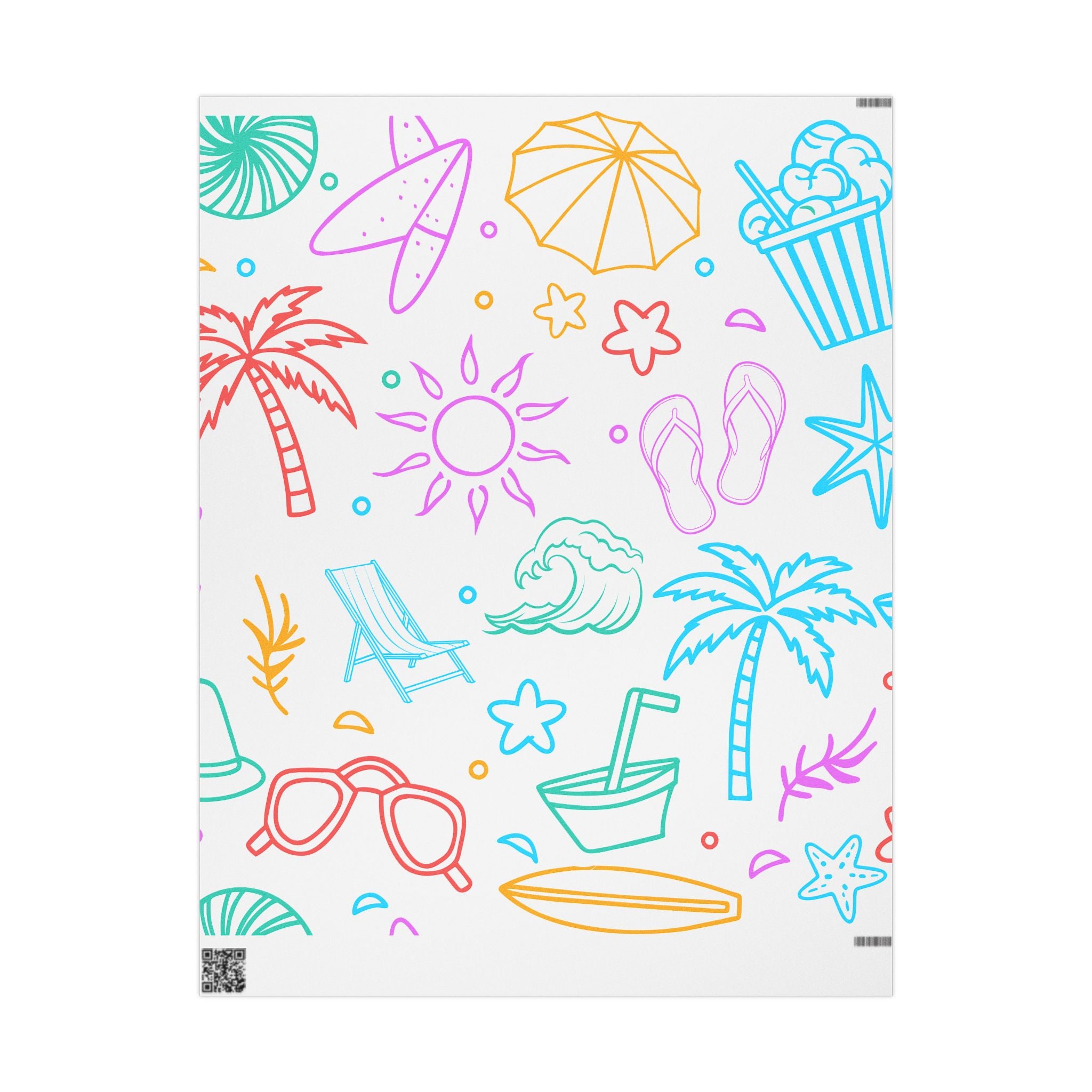 Summer Beach Pattern Wrapping Paper — Colorful Tropical Gift Wrap for Birthdays & Vacations