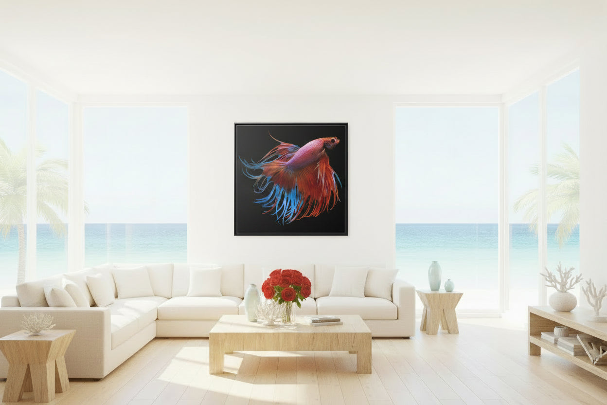 Framed Matte Canvas Art — Vibrant Betta Fish Wall Print