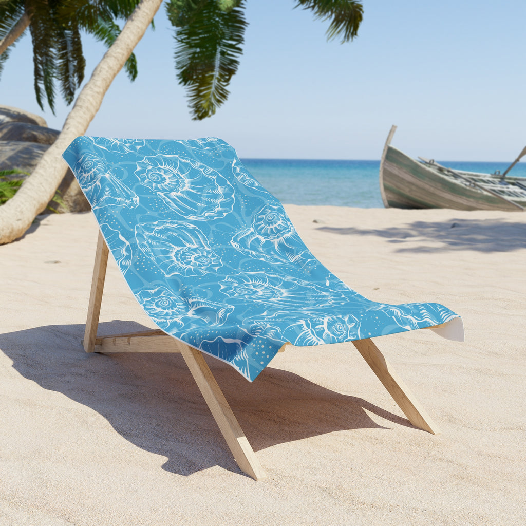 Sea Blue Seashell Beach Towel — Nautical Shell Beach & Pool Towel