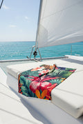 Midnight Tropical Flowers Velveteen Plush Blanket
