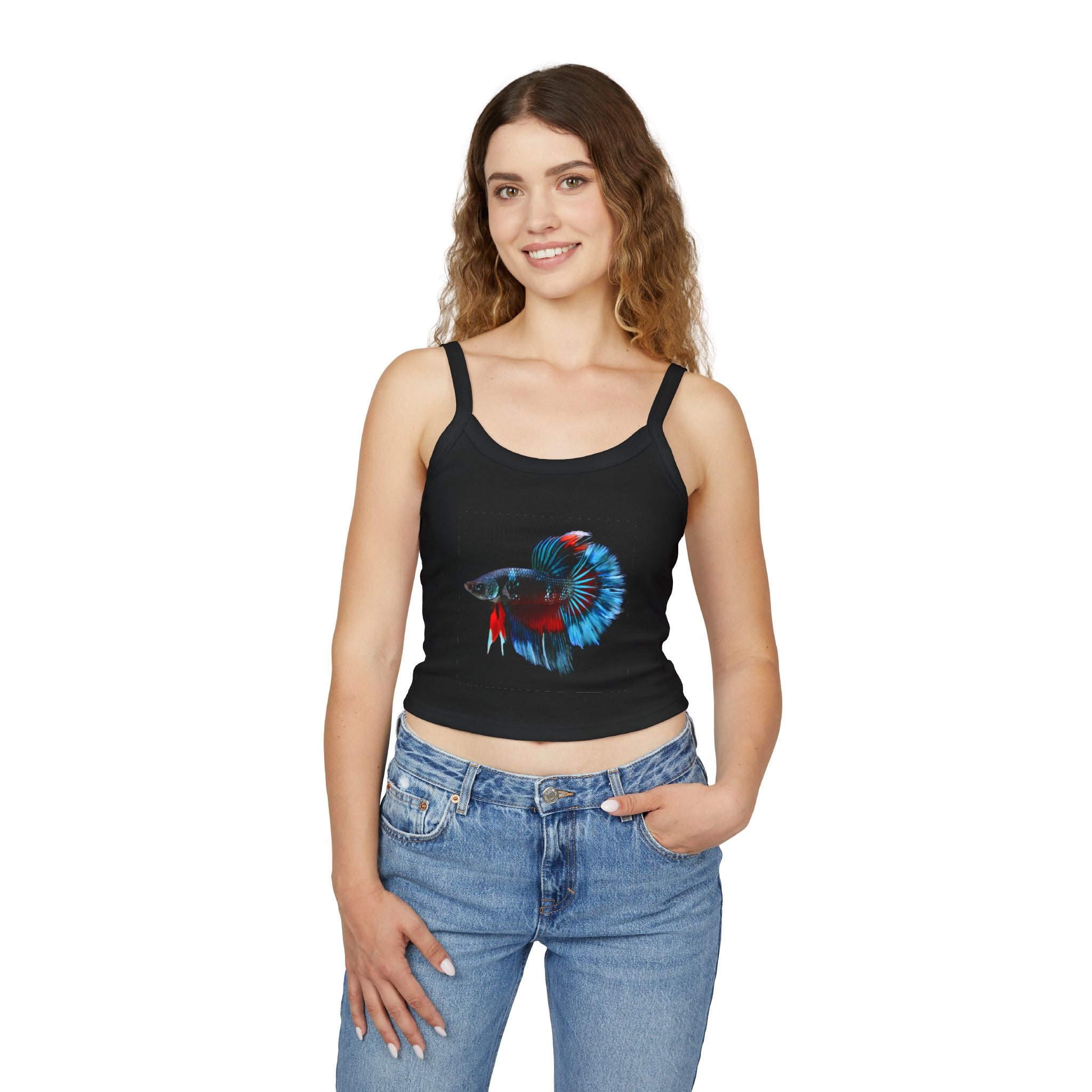 Betta Fish Art Crop Tank — Colorful Siamese Fighting Fish Graphic Tank Top