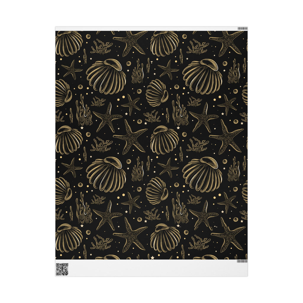 Golden Seashell Sunrise Wrapping Paper – Luxe Coastal Gift Wrap