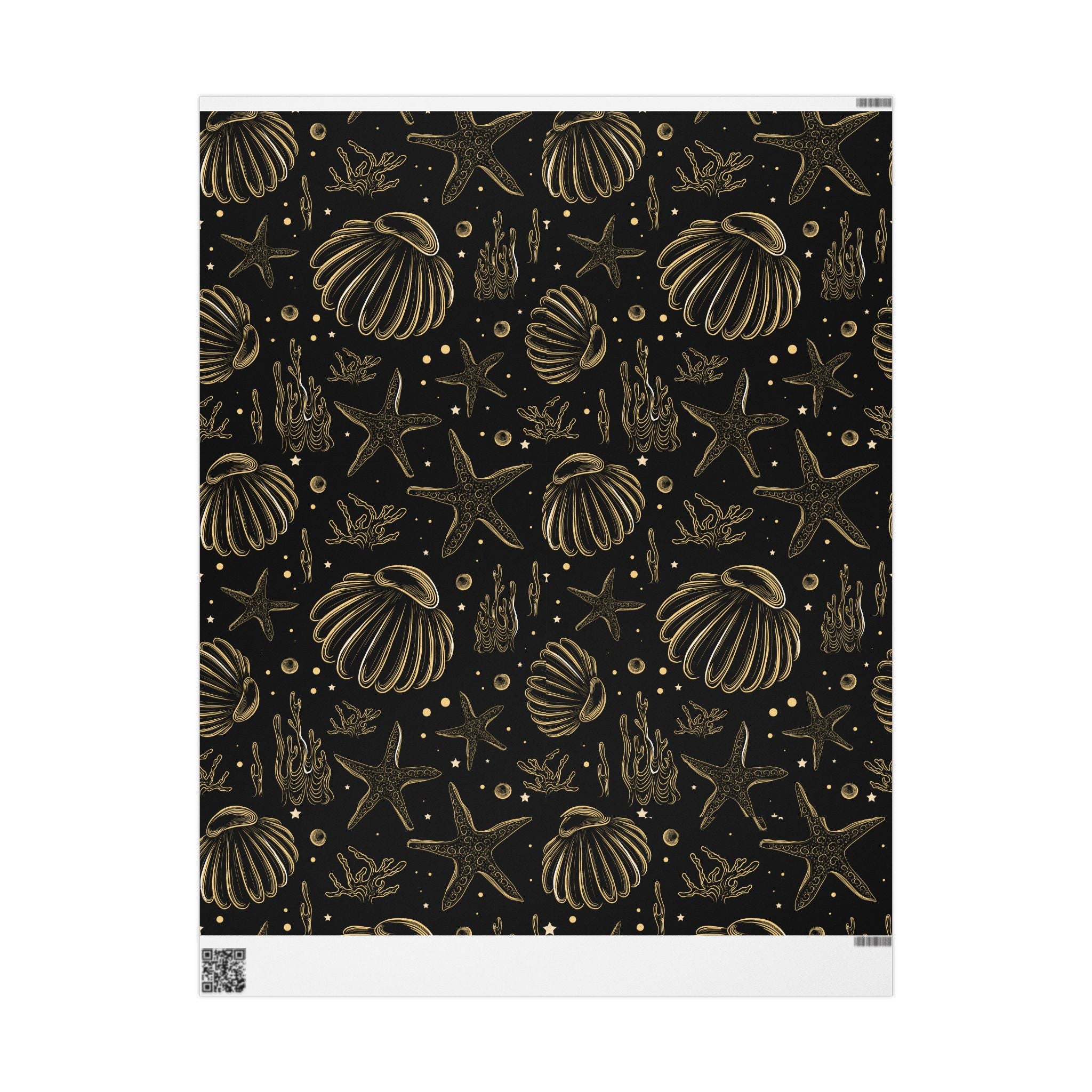 Golden Seashell Sunrise Wrapping Paper – Luxe Coastal Gift Wrap