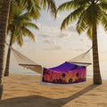 Tropical Sunset Velveteen Plush Blanket — Palm Silhouette Starry Sky Throw