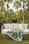 Tropical Parrot Velveteen Plush Blanket — Colorful Jungle Birds Throw