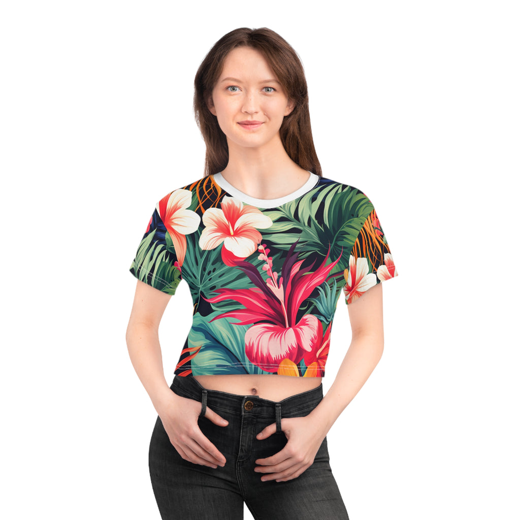 Tropical Floral Crop Tee