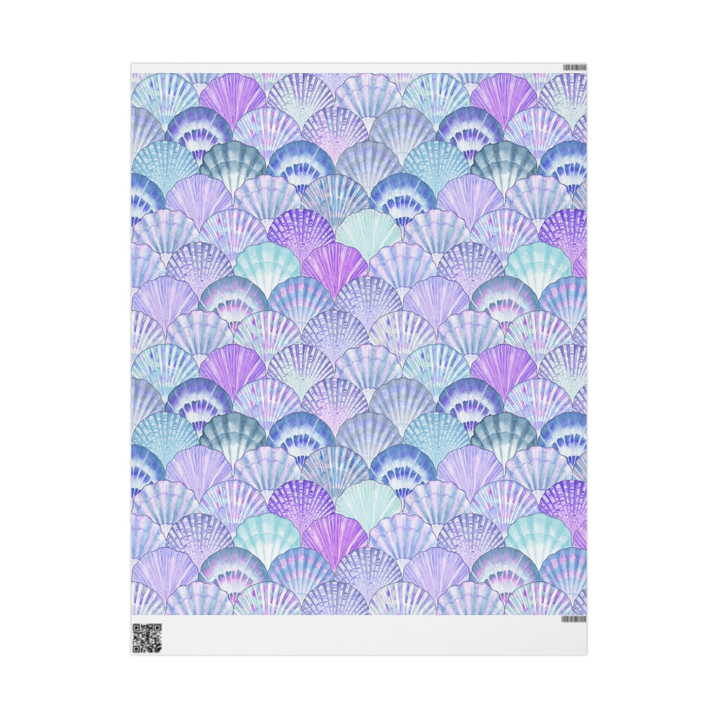 Seashell Scallop Wrapping Paper – Pastel Mermaid Gift Wrap (Blue & Lavender)
