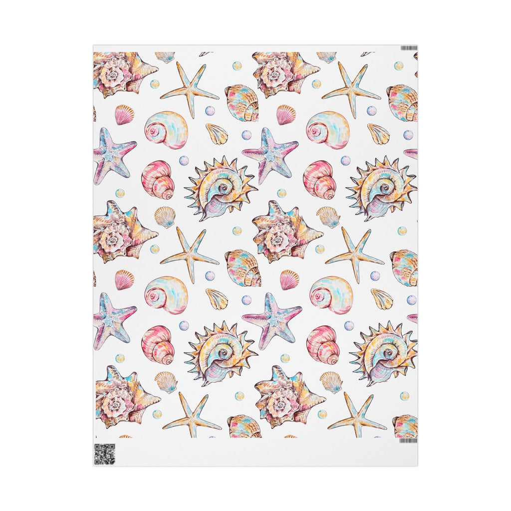 Seashells & Starfish Wrapping Paper - Coastal Beach Gift Wrap Roll