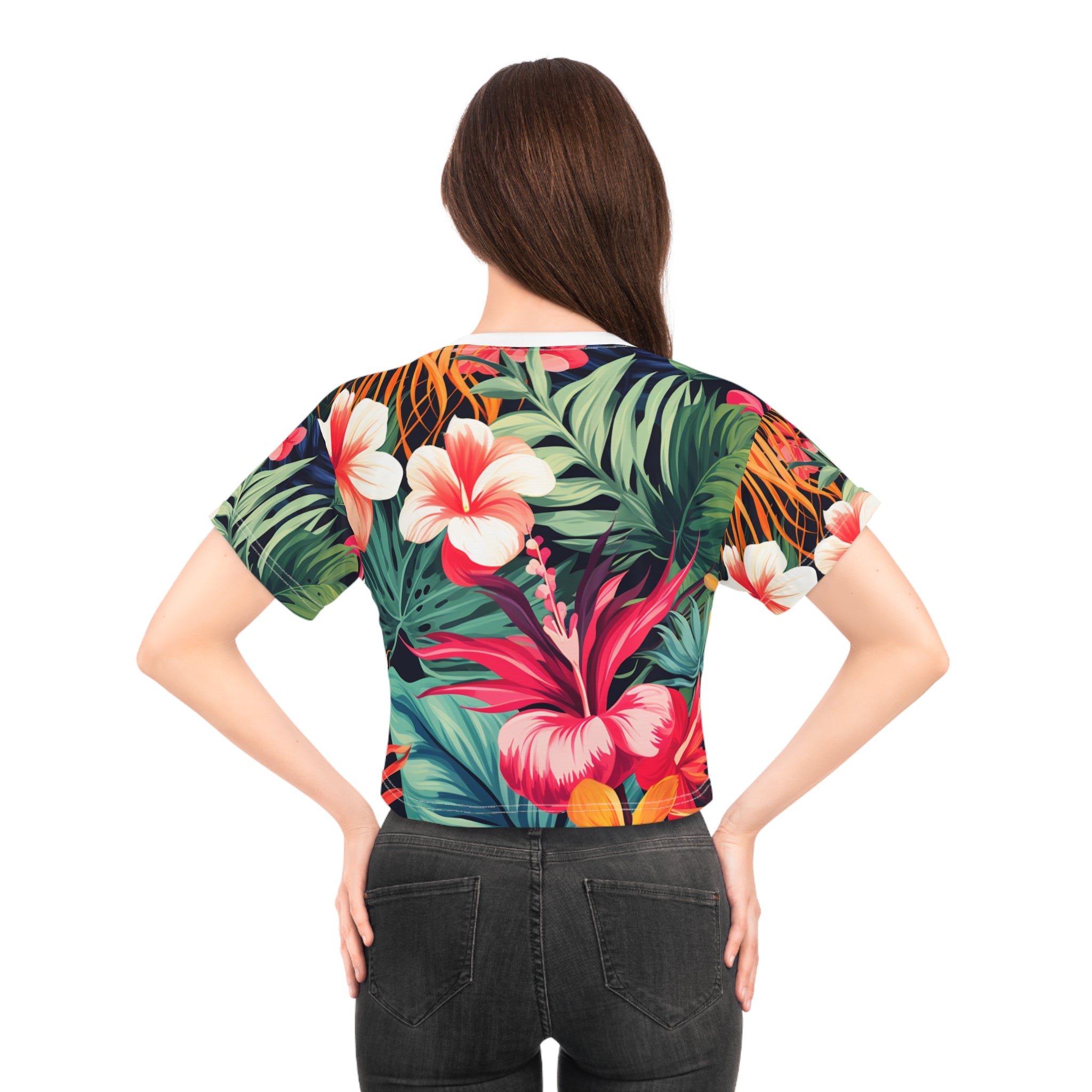 Tropical Floral Crop Tee