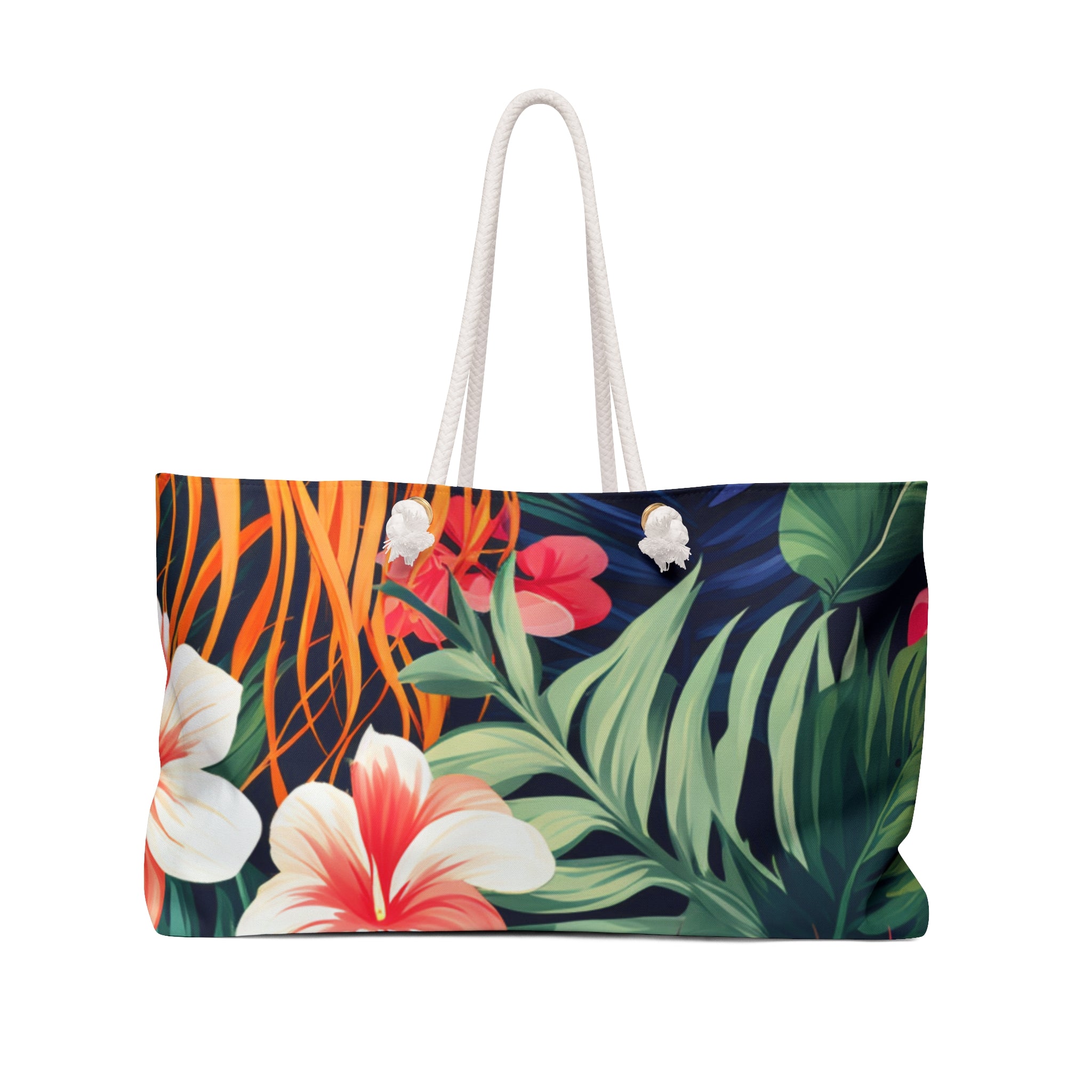Tropical Floral Weekender Bag — Large Floral Travel Tote for Beach, Vacations & Getaways
