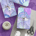 Seashell Scallop Wrapping Paper – Pastel Mermaid Gift Wrap (Blue & Lavender)