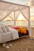 Sunset Palm Velveteen Plush Blanket — Tropical Sunset Throw for Beach Lovers